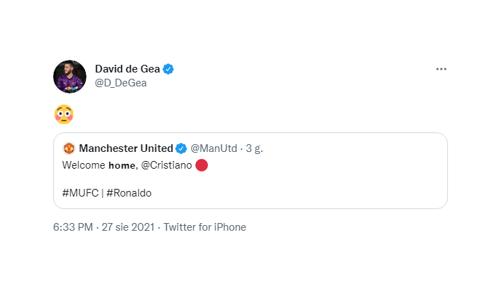 REAKCJA Davida De Gei na transfer CR7 :D